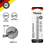 Сверло по металлу 6мм "Стандарт+" (P6M5 M-2) DIN 338 (блист.1шт) Kranz KR-91-0528