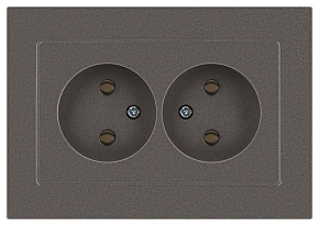 Розетка Accent 6-204-09 2х2P 16А-250В IP20 СУ AL/CU титан Intro Б0063433