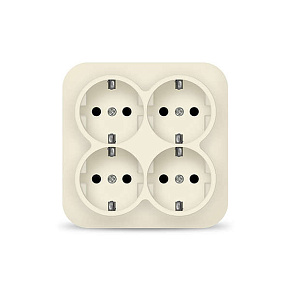 Розетка 4-м ОП 16А IP20 с заземл. сл. кость квадрат IONICH 1454