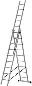 Лестница трехсекционная 3х9 H=257/426/591см 11.18кг алюм. FIT 65434