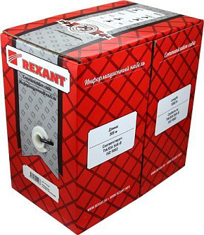 Кабель витая пара U/UTP кат.5E 4х2х24AWG медь МЖ сер. (305м) Rexant 01-0044