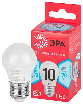 Лампа светодиодная RED LINE LED P45-10W-840-E27 R 10Вт P45 шар 4000К нейтр. бел. E27 Эра Б0050234