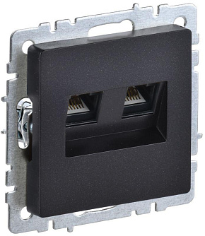 Розетка компьютерная двойн. СП RJ45 кат.5E BRITE РК10-2-БрЧ механизм черн. IEK BR-K20-1-K02