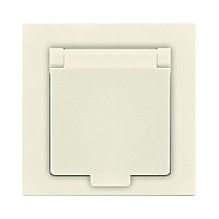 Розетка 1-м СП Афина 16А IP20 с заземл. с крышкой в сборе сл. кость (ivory) Universal A0029-I