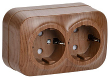 Розетка 2-м ОП GLORY РСш22-3-ХД 16А с заземл. защ. шторки дуб IEK ERH24-K24-16