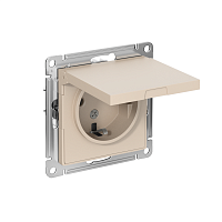 Розетка AtlasDesign 16А IP20 с заземл. защ. шторки с крышкой механизм песочн. SE ATN001246