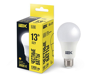 Лампа светодиодная ECO A60 13Вт грушевидная 230В 3000К E27 IEK LLE-A60-13-230-30-E27