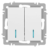 Выключатель 2-кл. СП Accent 6-105-01М 10А IP20 250В с подсветкой AL/CU бел. матов. Intro Б0063507