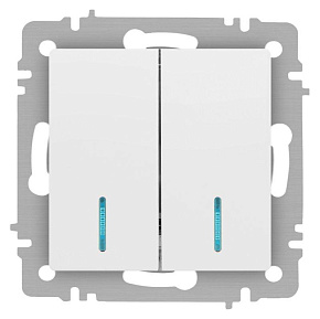 Выключатель Accent 6-105-01М двойн. с подсветкой 10А-250В IP20 СУ AL/CU бел. матов. Intro Б0063507