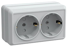 Розетка 2-м ОП Октава РСш22-3-ОБ 16А IP20 с заземл. защ. шторки бел. GENERICA ERO24-K01-16-DC