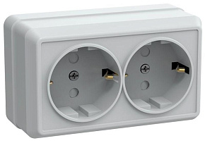 Розетка 2-м ОП Октава РСш22-3-ОБ 16А IP20 с заземл. защ. шторки бел. GENERICA ERO24-K01-16-DC