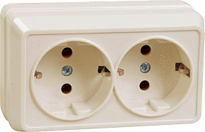 Розетка 2-м ОП Октава РС22-3-ОКм 16А IP20 с заземл. крем. GENERICA ERO21-K33-16-DC