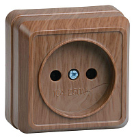 Розетка 1-м ОП Октава 10А IP20 без заземл. дуб GENERICA ERO10-K04-10-DC