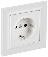 Розетка BRITE РСР14-1-0-БрАБ 16А в сборе с заземл. защ. шторки арктич. бел. IEK BR-R14-16-K91-F