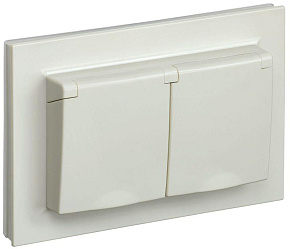 Розетка 2-м СП BRITE РСбш12-3-44-БрКр 16А в сборе IP44 с крышкой беж. IEK BR-R26-16-44-K10-F