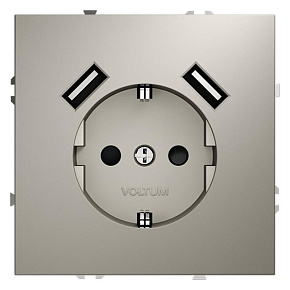 Розетка 1-м СП S70 16А с USB A+A с заземл. защ. шторки механизм кашемир Voltum VLS040403