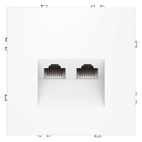 Розетка компьютерная 2-м СП S70 RJ45 + RJ45 кат.6 механизм бел. матов. Voltum VLS060202