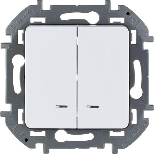 Выключатель 2-кл. Inspiria 10А IP20 250В 10AX с подсветкой/индикацией механизм бел. Leg 673630
