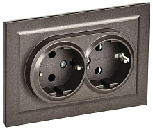 Розетка 2-м СП BRITE РСш12-3-БрТБ 16А в сборе с заземл. защ. шторки бронза IEK BR-R24-16-K45-F