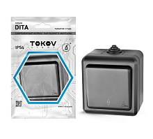 Переключатель 1-кл. ОП Dita IP54 10А 250В карбон TOKOV ELECTRIC TKL-DT-P1-C14-IP54