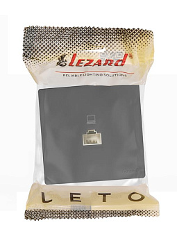 Розетка компьютерная 1-мест. RJ45 LETO черн. бархат LEZARD 752-4200-139