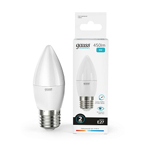 Лампа светодиодная Elementary 6Вт свеча 4100К нейтр. бел. E27 450лм GAUSS 33226