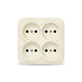 Розетка 4-м ОП 10А IP20 квадрат. без заземл. сл. кость IONICH 1453