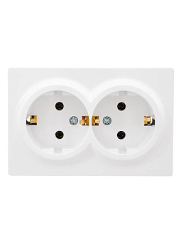 Розетка 2-м ОП LETO с заземл. закрытый корпус ПБТ бел. LEZARD 752-0200-127B