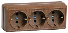 Розетка 3-м ОП Октава РС23-3-ОД 16А IP20 с заземл. дуб GENERICA ERO31-K04-16-DC