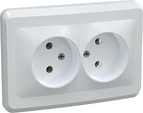Розетка 2-м СП Вега РС12-2-ВБ без заземл. контакта без защ. штор 10А бел. GENERICA ERV20-K01-10-DM