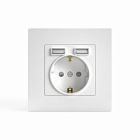 Розетка 1-м СП Pixel IP20 с заземл. с 2-мя заряд. устр. USB тип A+A механизм бел. TOKOV ELECTRIC TKE-PX-R1U2A-C01