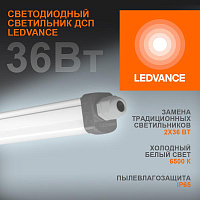 Светильник светодиодный Eco Class Damp Proof Slim 36Вт 6500К IP65 3700лм 1.2м ДСП промышленный накладной/подвесной сер. (аналог ЛСП) LEDVANCE 4058075169104