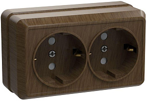 Розетка 2-м ОП Октава РС22-3-ОД 16А IP20 с заземл. дуб GENERICA ERO21-K04-16-DC