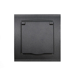 Розетка 1-м СП Бриллиант 16А IP20 с заземл. с крышкой в сборе графит Universal 7947649-Gr