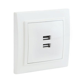 Розетка USB 2-м СП Минск 2.1А бел. EKF ERR-2USB-100