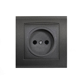 Розетка 1-м СП Бриллиант 16А IP20 без заземл. в сборе графит Universal 7947588-Gr