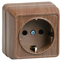 Розетка 1-м ОП Октава РС20-3-ОД 16А IP20 с заземл. дуб GENERICA ERO11-K04-16-DC