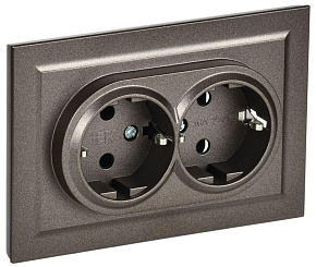 Розетка 2-м СП BRITE РС12-3-БрТБ 16А в сборе с заземл. без защ. шторок бронза IEK BR-R21-16-K45-F