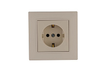 Розетка 1-м Karea RIZZ с заземл. керамика крем Makel 88010008