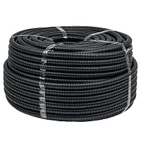 Труба гофрированная d20мм с протяжкой безгалоген. трудногорючая (FRHF) черн. (уп.100м) Plast EKF FRHF-20