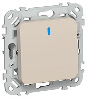 Выключатель проходной 1-кл. СП FLITE ВС61-1-1-ФлЛ 10А с индикацией механизм льняной IEK FI-V12-1-10-1-K88