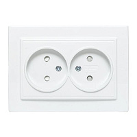 Розетка 2-м СП Минск 10А IP20 без заземл. защ. шторки бел. Basic EKF ERR10-102-100
