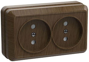 Розетка 2-м ОП Октава 10А IP20 без заземл. дуб GENERICA ERO20-K04-10-DC
