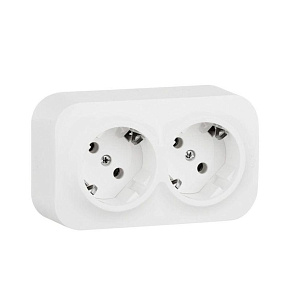 Розетка 2-м ОП Quteo 16А IP20 250В 2х2P+E с заземл. без защ. шторок бел. IEK 782233