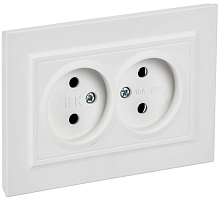 Розетка 2-м СП BRITE РС12-2-БрАБ 10А в сборе без заземл. без защ. шторок арктич. бел. IEK BR-R20-10-K91-F