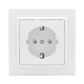 Розетка 1-м СП Минск 16А IP20 с заземл. защ. шторки бел. Basic EKF ERR16-028-100