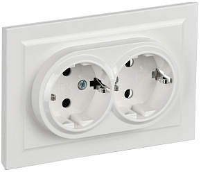 Розетка 2-м СП BRITE РС12-3-БрБ 16А в сборе с заземл. без защ. шторок бел. IEK BR-R21-16-K01-F
