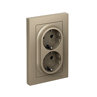 Розетка 2-м СП AtlasDesign 16А IP20 с заземл. в сборе шампань SE ATN000524